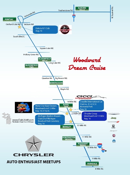 woodward dream cruise map Come Cruising With Us Saturday Fca North America Corporate Blog