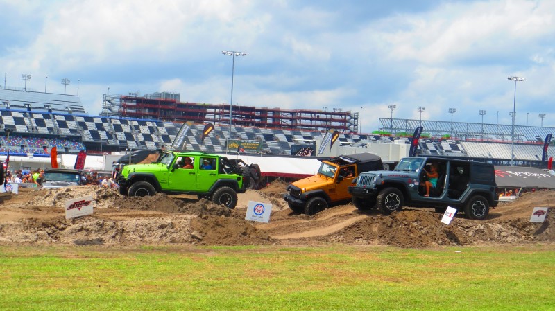 Jeeps on the obstacle coruse at Jeep Beach