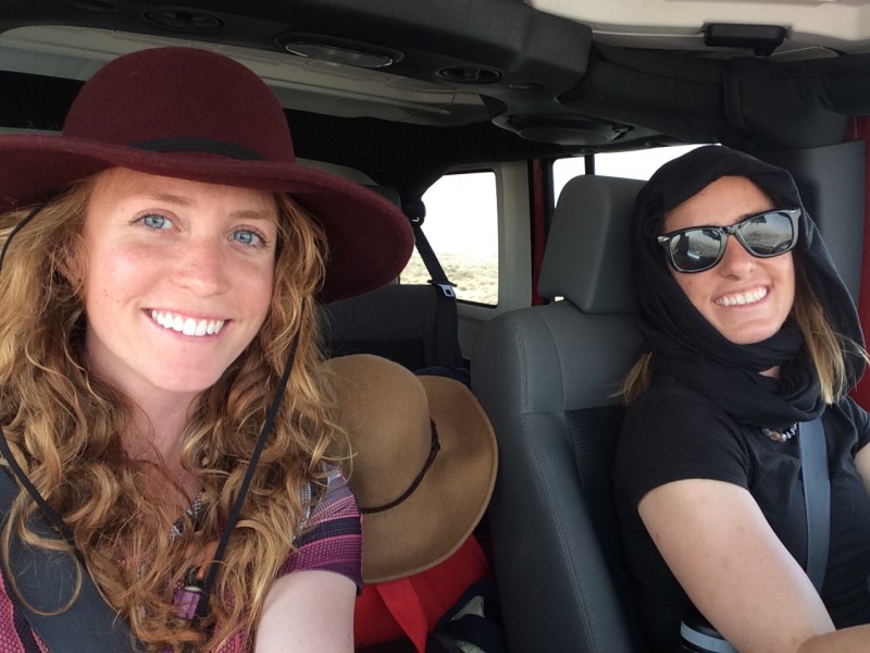 Ashley and Brittany driving to Moab
