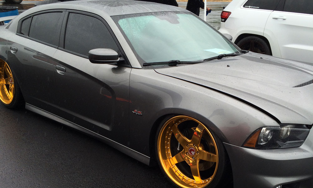 Gold wheels on Terrence's 2013 Dodge Charger SRT8. He drove from the Upper Peninsula of Michigan to Moparpalooza.