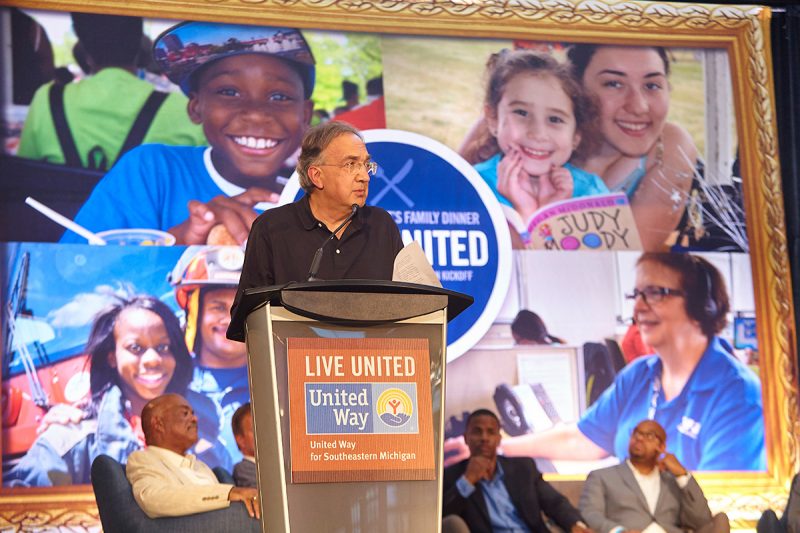 "The true yardstick for success will be our impact on the community," FCA CEO Sergio Marchionne said during United Way for Southeastern Michigan's campaign kickoff.
